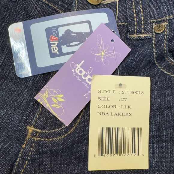 LA Lakers Womens Size 27 Touch Jeans By Alyssa Milano NBA Logo Denim Pants - Picture 8 of 11